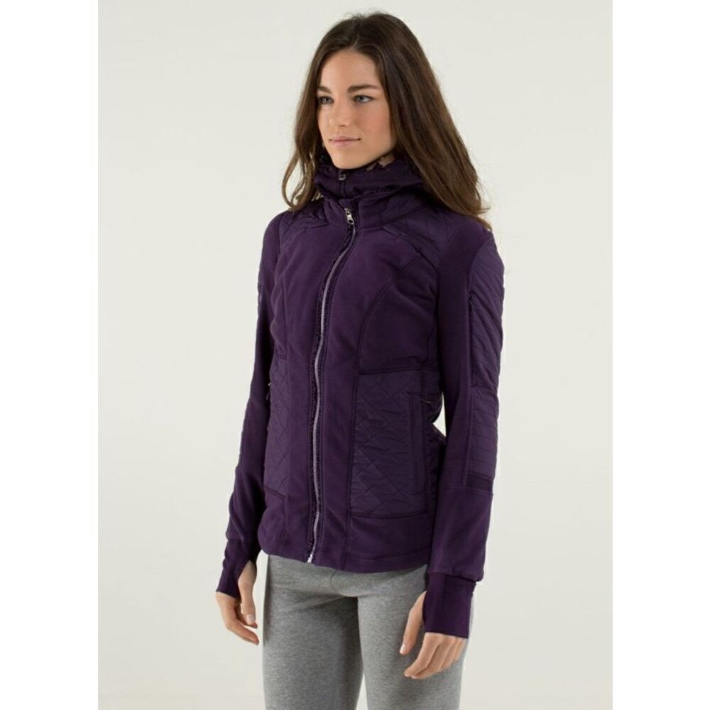Lululemon Fleecey Keen Jacket removeable Hood Purple Size S $198